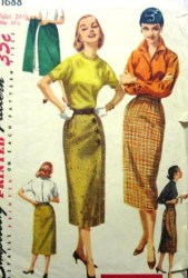 1688 SIMPLICITY 1956 FLARE LONG SKIRT, CUMMERBUND PATTERN 24.5", 25"  ,26"  28''WAIST UNCUT CHOICE